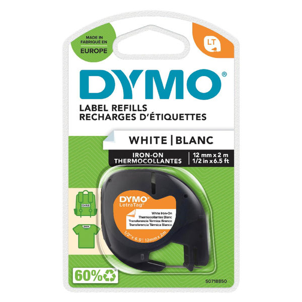 Picture of DYMO S0718850 Iron-on tape, black/white 12MM